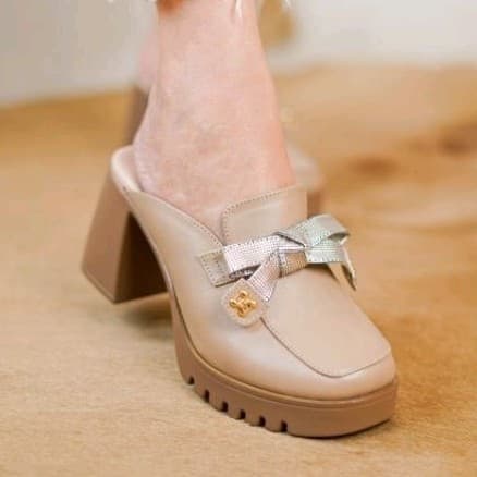 Thumbnail gambar ke-6 produk Pollux Classic WPOAY 07 - Sandal Selop Wanita Bahan Kulit | Heels Wanita 7Cm