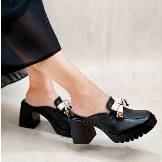 Thumbnail gambar ke-9 produk Pollux Classic WPOAY 07 - Sandal Selop Wanita Bahan Kulit | Heels Wanita 7Cm