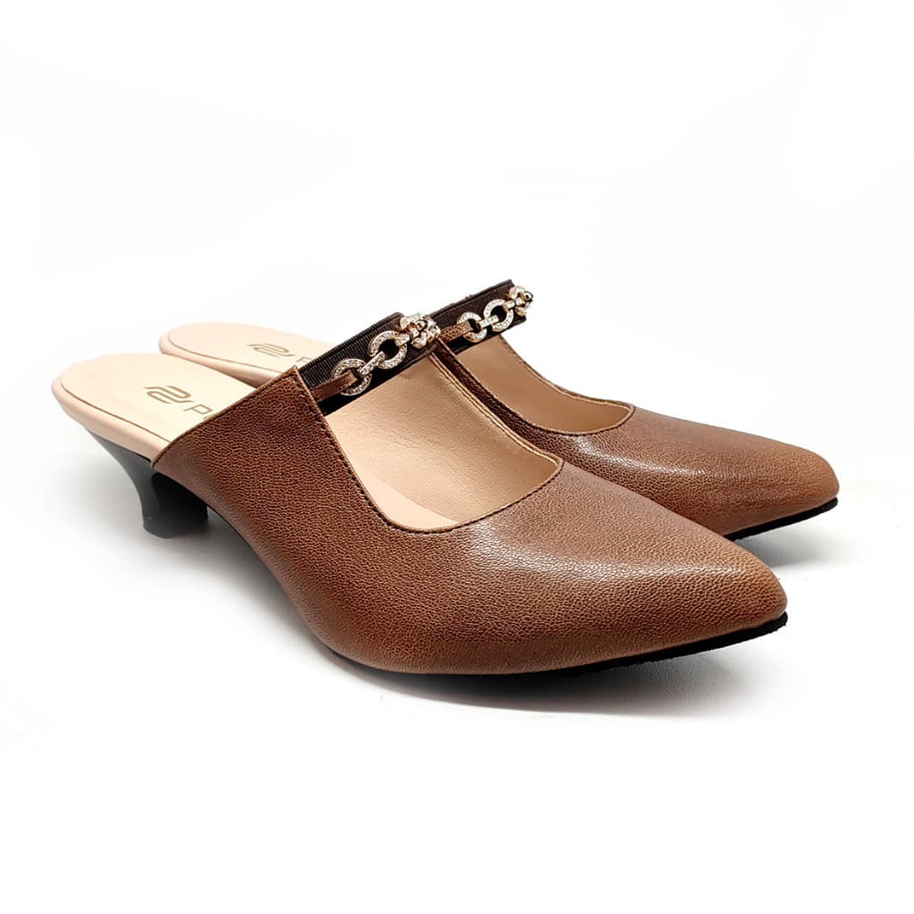Thumbnail gambar ke-4 produk Pollux WPOAQ 100 Selop Heels | Mules Heels | Selop Wanita Bahan Kulit Heels 3Cm