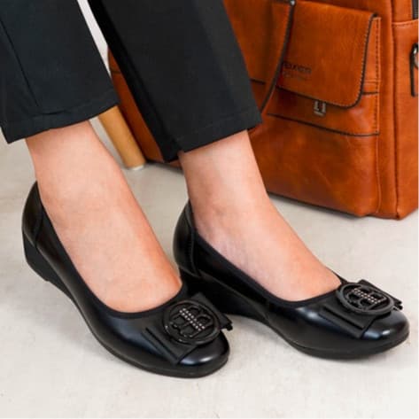 Thumbnail gambar ke-4 produk Pollux Monday WDQ 6629 Sepatu Pantofel Wedges Kulit Kerja Wanita
