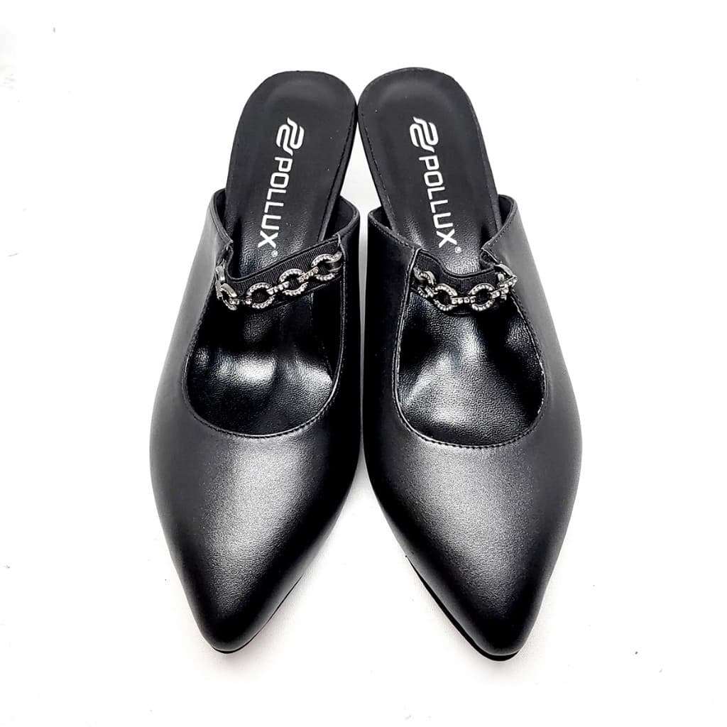 Thumbnail gambar ke-2 produk Pollux WPOAQ 100 Selop Heels | Mules Heels | Selop Wanita Bahan Kulit Heels 3Cm