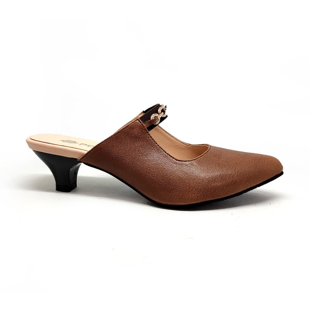Thumbnail gambar ke-6 produk Pollux WPOAQ 100 Selop Heels | Mules Heels | Selop Wanita Bahan Kulit Heels 3Cm