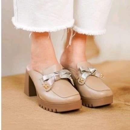 Thumbnail gambar ke-5 produk Pollux Classic WPOAY 07 - Sandal Selop Wanita Bahan Kulit | Heels Wanita 7Cm