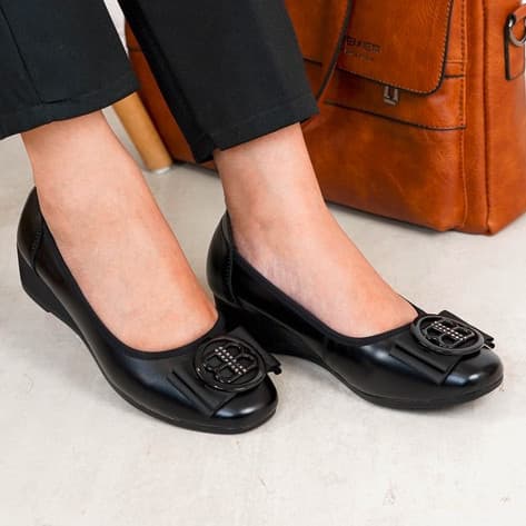 Thumbnail gambar ke-10 produk Pollux Monday WDQ 6629 Sepatu Pantofel Wedges Kulit Kerja Wanita