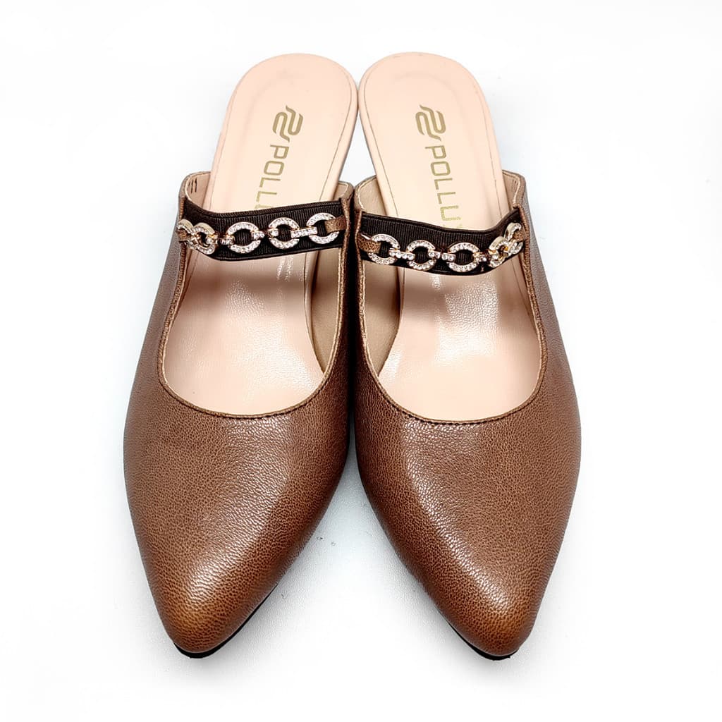 Thumbnail gambar ke-5 produk Pollux WPOAQ 100 Selop Heels | Mules Heels | Selop Wanita Bahan Kulit Heels 3Cm