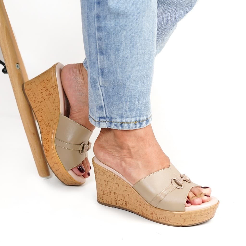 Gambar produk Pollux Terra Ek Gabus WPOKT 07 - Sandal Wedges Wanita Bahan Kulit Asli