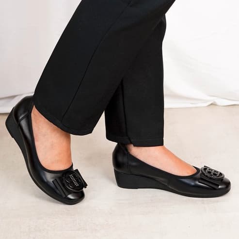 Thumbnail gambar ke-5 produk Pollux Monday WDQ 6629 Sepatu Pantofel Wedges Kulit Kerja Wanita