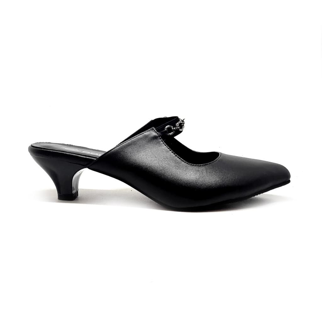Thumbnail gambar ke-3 produk Pollux WPOAQ 100 Selop Heels | Mules Heels | Selop Wanita Bahan Kulit Heels 3Cm