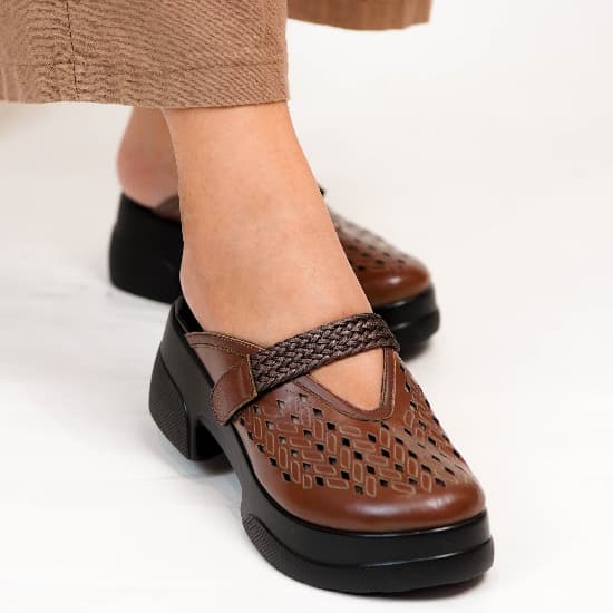 Thumbnail gambar ke-5 produk Pollux Daily WPOCS 03 | Sandal Mules Slip-On Wedges Wanita Berbahan Kulit