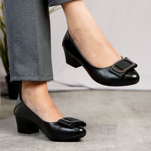 Thumbnail gambar ke-3 produk Pollux Monday WDQ 3065 Sepatu Pantofel Heels Wanita Kerja Bahan Kulit Asli Tinggi Hils 5 Cm