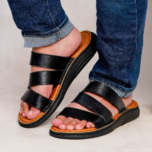 Gambar ke-1 produk Pollux PPOCX 08 Sandal Slip On | Sandal Selop | Sandal Pria Bahan Kulit Asli