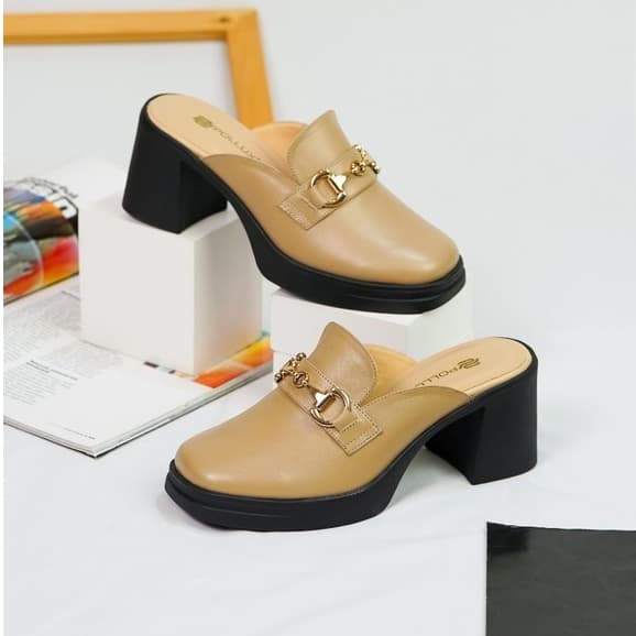 Gambar produk Pollux WPOMU 05 Sepatu Heels Wanita Bahan Kulit | Ringan Dan Nyaman Di Pakai | Tinggi Heels 7Cm