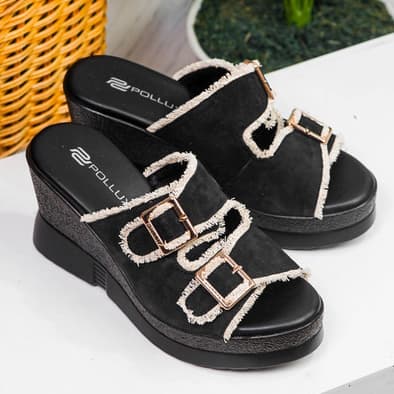 Gambar ke-5 produk Pollux Classic WPOKS 14 - Sandal Wedges Wanita Kekinian Dari Bahan Kulit Asli | Tinggi Wedges 8Cm