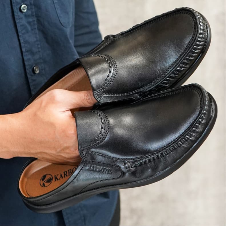 Thumbnail gambar ke-2 produk Karbovil PEL 9017 - Sepatu Selop Pria Bahan Kulit Asli | Sepatu Slip On | Sepatu Kerja Formal Pria