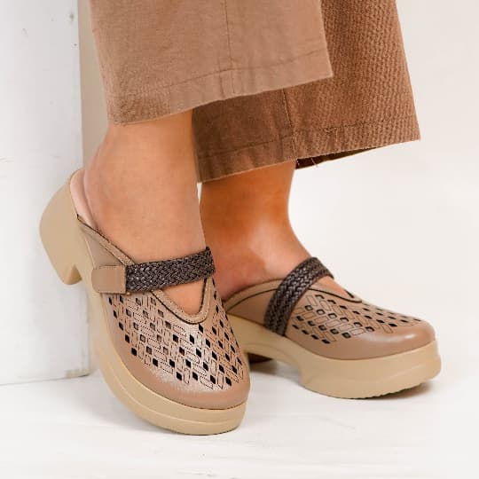 Gambar produk Pollux Daily WPOCS 03 | Sandal Mules Slip-On Wedges Wanita Berbahan Kulit