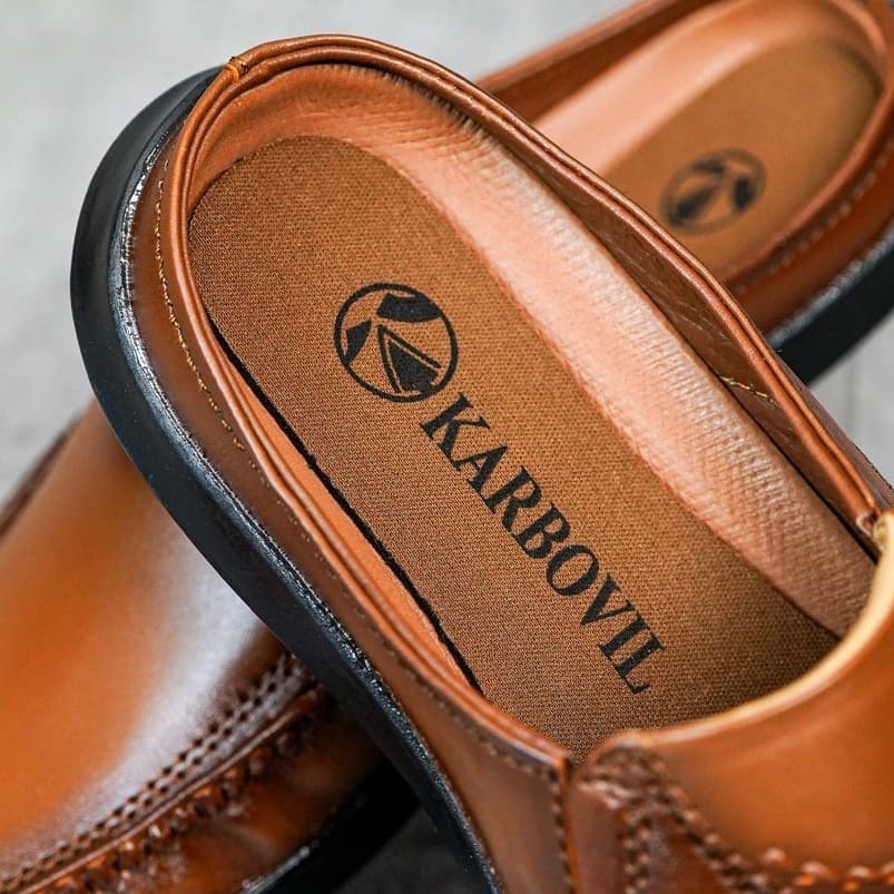 Thumbnail gambar ke-3 produk Karbovil PEL 9017 - Sepatu Selop Pria Bahan Kulit Asli | Sepatu Slip On | Sepatu Kerja Formal Pria