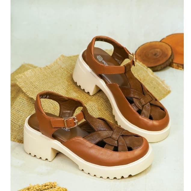 Thumbnail gambar ke-7 produk Pollux Bold WPOLU 03 - Sepatu Sandal Wanita Hak Chunky | Sandal Kekinian | Sandal Kulit Wanita