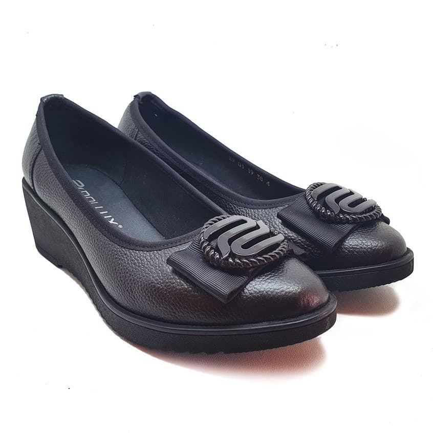 Gambar ke-1 produk Pollux Monday WPOBW 01 - Sepatu Wedges | Sepatu Kerja Wanita | Pantofel Wanita Hitam
