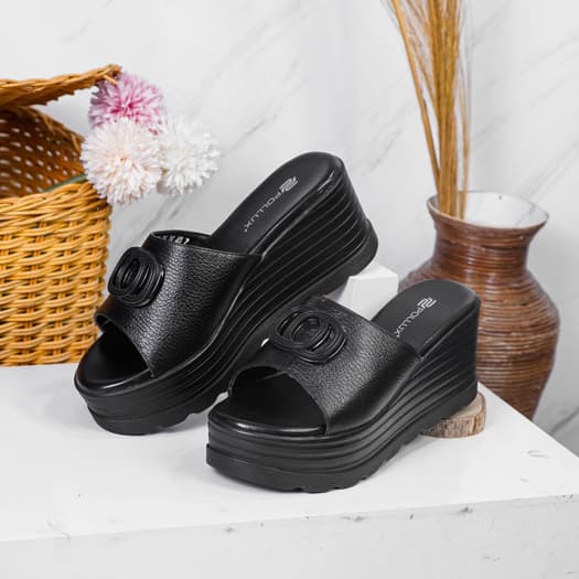 Gambar produk Pollux Bold WPOGO 36 Sandal Wedges Wanita Kekinian | Sandal Kulit | Sandal Wedges Kekinian