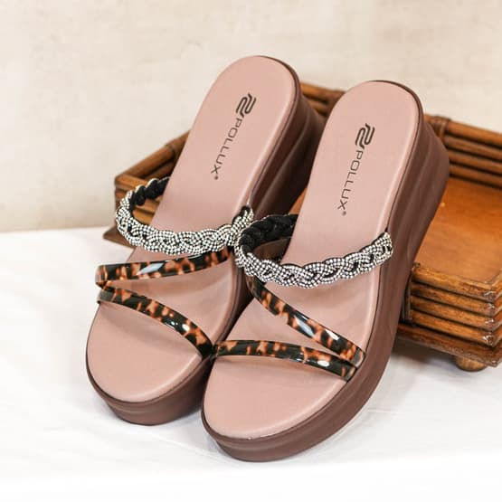 Thumbnail gambar ke-2 produk Pollux Classic WPOFU 04 - Sandal Wedges Wanita Bahan Kulit Tinggi Wedges 6 Cm