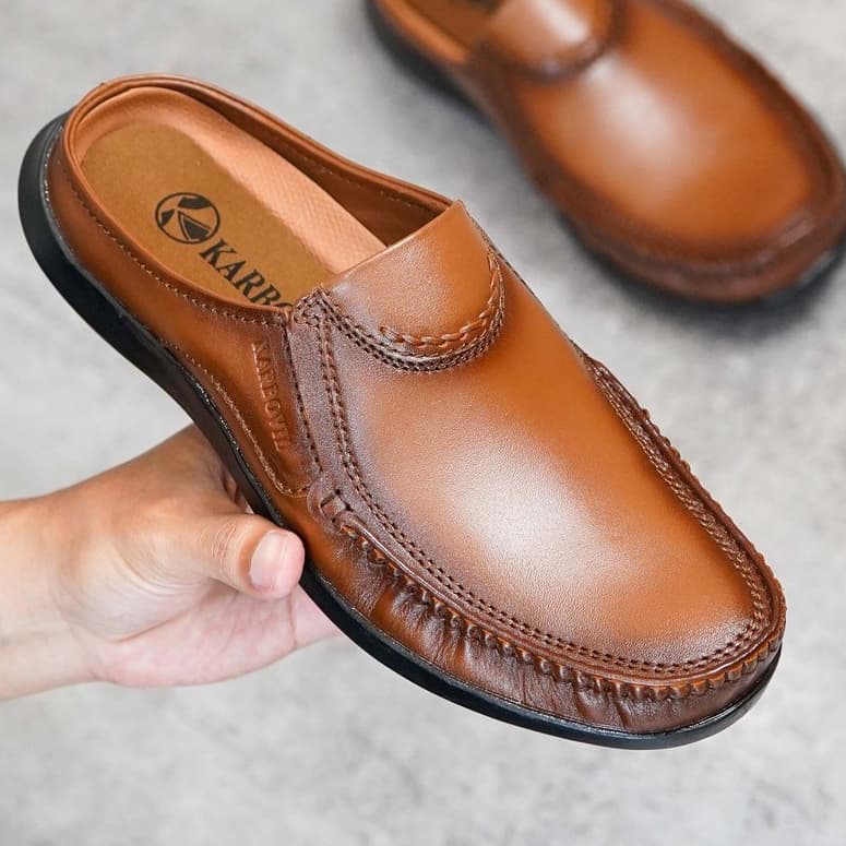 Thumbnail gambar ke-6 produk Karbovil PEL 9017 - Sepatu Selop Pria Bahan Kulit Asli | Sepatu Slip On | Sepatu Kerja Formal Pria