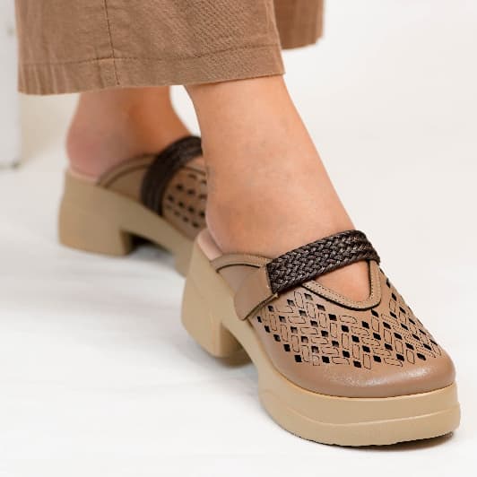 Thumbnail gambar ke-4 produk Pollux Daily WPOCS 03 | Sandal Mules Slip-On Wedges Wanita Berbahan Kulit