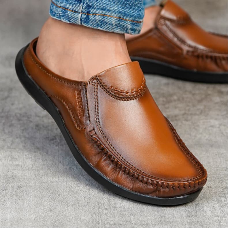 Gambar produk Karbovil PEL 9017 - Sepatu Selop Pria Bahan Kulit Asli | Sepatu Slip On | Sepatu Kerja Formal Pria