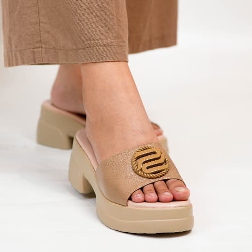 Thumbnail gambar ke-3 produk Pollux Daily WPOCS 15 | Selop Wedges | Sandal Wedges | Wedges Wanita Bahan Kulit