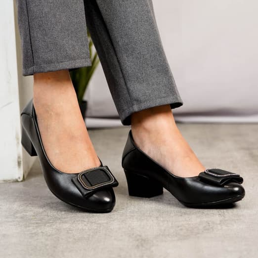 Thumbnail gambar ke-4 produk Pollux Monday WDQ 3065 Sepatu Pantofel Heels Wanita Kerja Bahan Kulit Asli Tinggi Hils 5 Cm