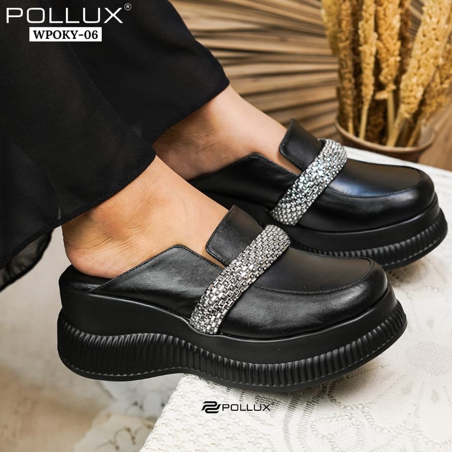 Thumbnail gambar ke-5 produk Pollux Bold WPOKY 06 - Sandal Clogs Wanita Bahan Kulit Asli | Sandal Wedges Wanita Tinggi 6cm Size 36-40