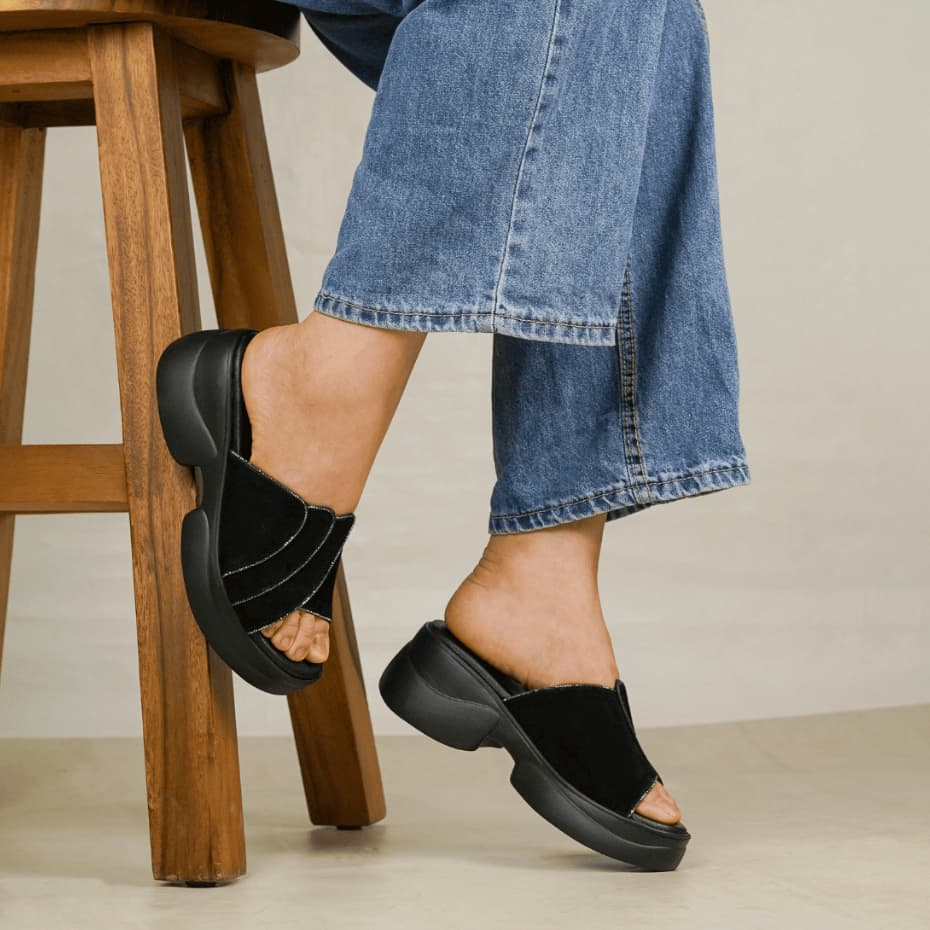 Thumbnail gambar ke-2 produk Pollux Bold WPOCU 01 - Sandal Wedges Wanita Bahan Kulit Asli Premium Empuk Nyaman Anti Licin