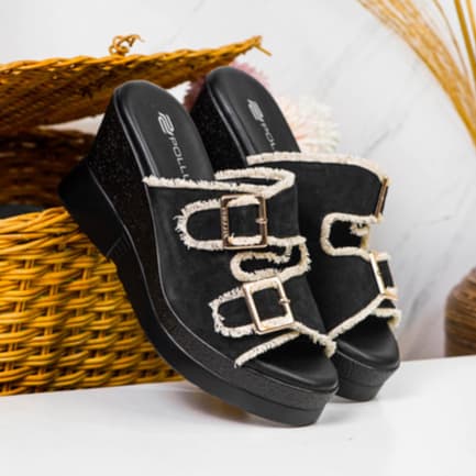 Gambar ke-5 produk Pollux Classic WPOKS 14 - Sandal Wedges Wanita Kekinian Dari Bahan Kulit Asli | Tinggi Wedges 8Cm