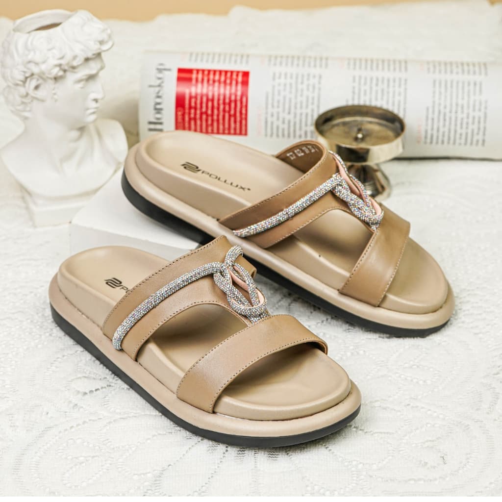 Thumbnail gambar ke-4 produk Pollux Daily WPOKP 02 - Sandal Flat Wanita Kekinian Terbuat Dari Kulit Asli