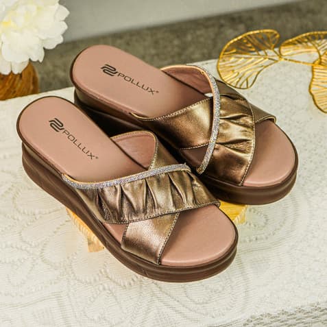 Thumbnail gambar ke-2 produk Pollux Classic WPOFU 14 - Sandal Wedges Wanita Bahan Kulit Tinggi Wedges 6 Cm