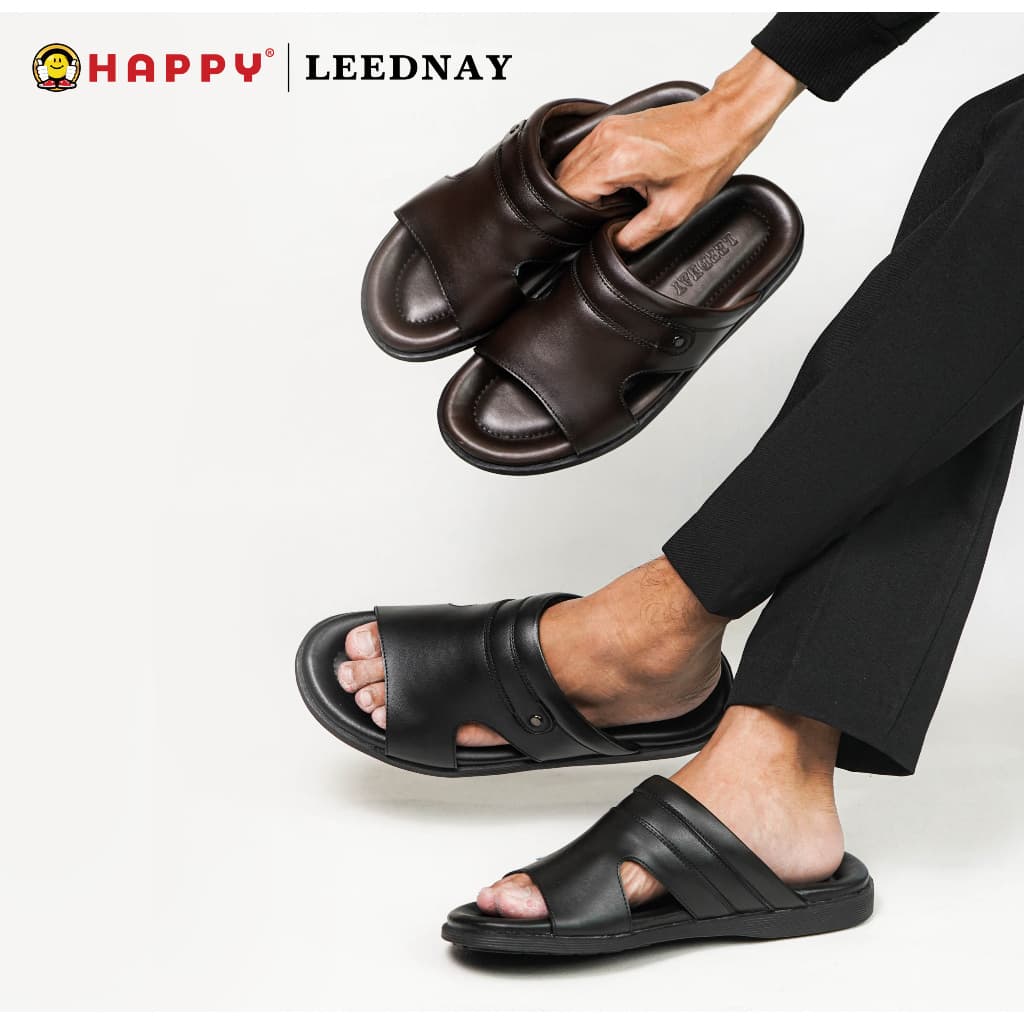 Gambar produk Leednay PLDL 005 Sandal Pria Slip On | Sandal Selop | Sandal Pria Bahan Kulit Sintetis