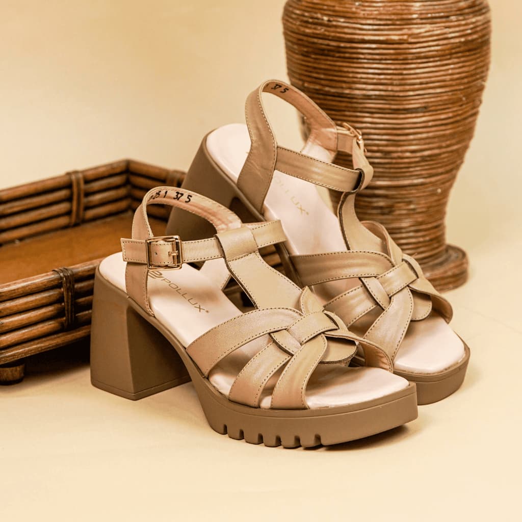 Thumbnail gambar ke-2 produk Pollux Bold WPOAY 25 Sandal Heels Kekinian Dari Bahan Kulit Asli | Sepatu Sandal Heels Wanita
