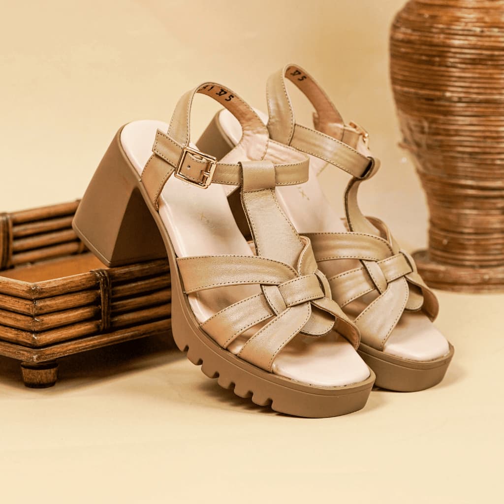 Thumbnail gambar ke-4 produk Pollux Bold WPOAY 25 Sandal Heels Kekinian Dari Bahan Kulit Asli | Sepatu Sandal Heels Wanita