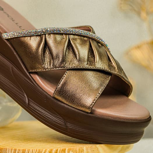 Thumbnail gambar ke-3 produk Pollux Classic WPOFU 14 - Sandal Wedges Wanita Bahan Kulit Tinggi Wedges 6 Cm