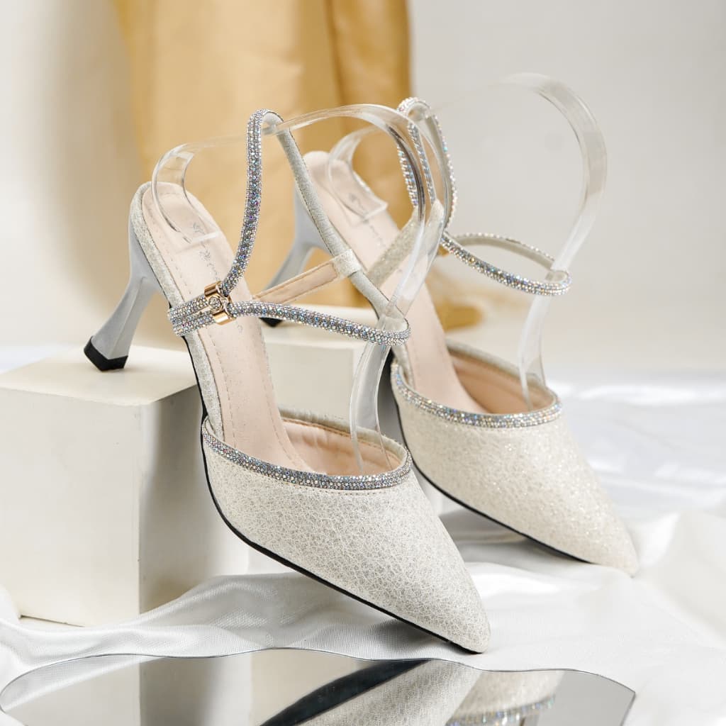 Thumbnail gambar ke-12 produk Mecer Aurora WYH 37197 - Sepatu Hak Wanita Mules Stiletto Party Wedding Graduation Wisuda | Heels