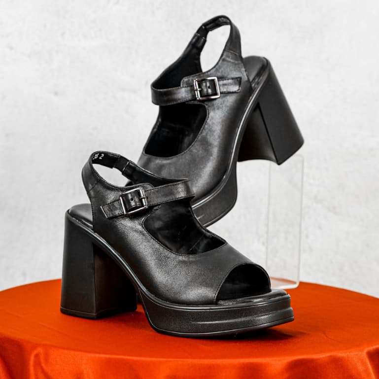 Gambar ke-1 produk Pollux Classic WPOAS 04 - High Heels Wanita 9cm Bahan Kulit Asli | Sepatu Sandal Wanita Chungky Hils