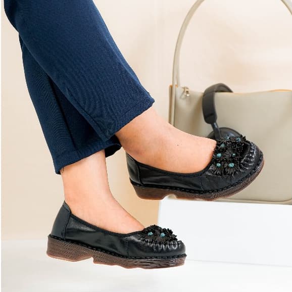 Gambar ke-8 produk Pollux Monday WDQ 738 - Sepatu Wedges Wanita Bahan Kulit Asli Motif Bunga