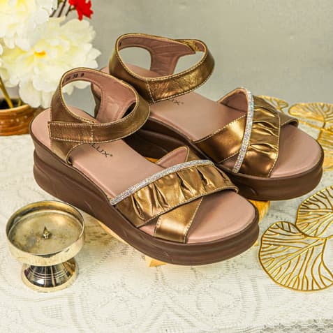 Gambar ke-1 produk Pollux Classic WPOFU 15 - Sandal Wedges Wanita Bahan Kulit Tinggi Wedges 6 Cm