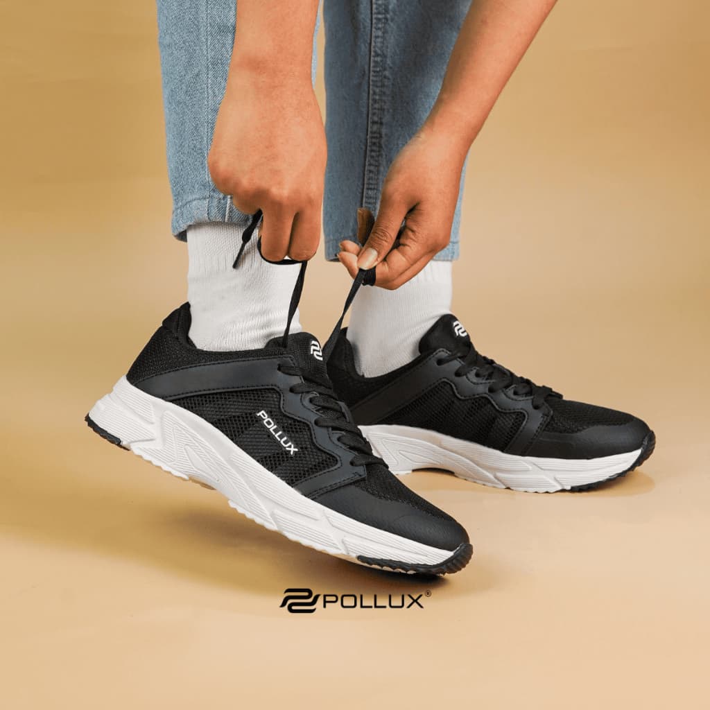 Gambar ke-8 produk Pollux Flex AMALA SCKAMA - Sepatu Sneakers Pria Wanita Hitam Putih dan Full Hitam