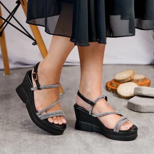 Thumbnail gambar ke-9 produk Pollux Classic WPOKS 17 - Sandal Wedges Wanita Bahan Kulit Asli Tinggi Hak 8Cm