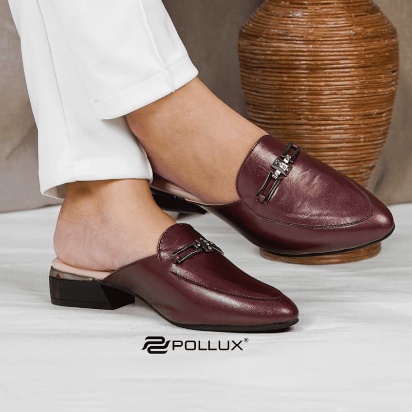 Thumbnail gambar ke-4 produk Pollux Monday WPOMS 12 | Sepatu Wanita Mules Bahan Kulit Asli Tinggi Hak 3cm