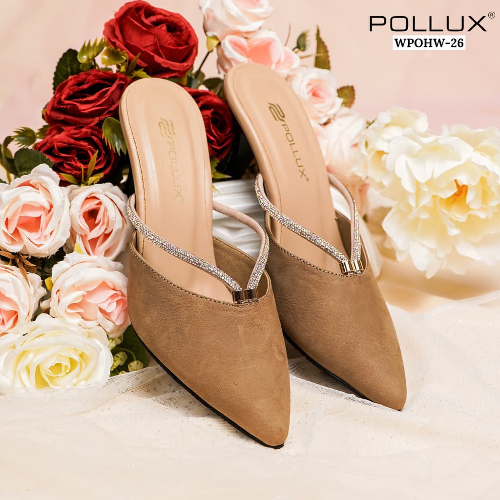 Gambar ke-1 produk Pollux Aurora  Lite WPOHW 26 - Heels Pesta Wanita Model Mules Bahan Kulit Suede Tinggi Hak 7cm