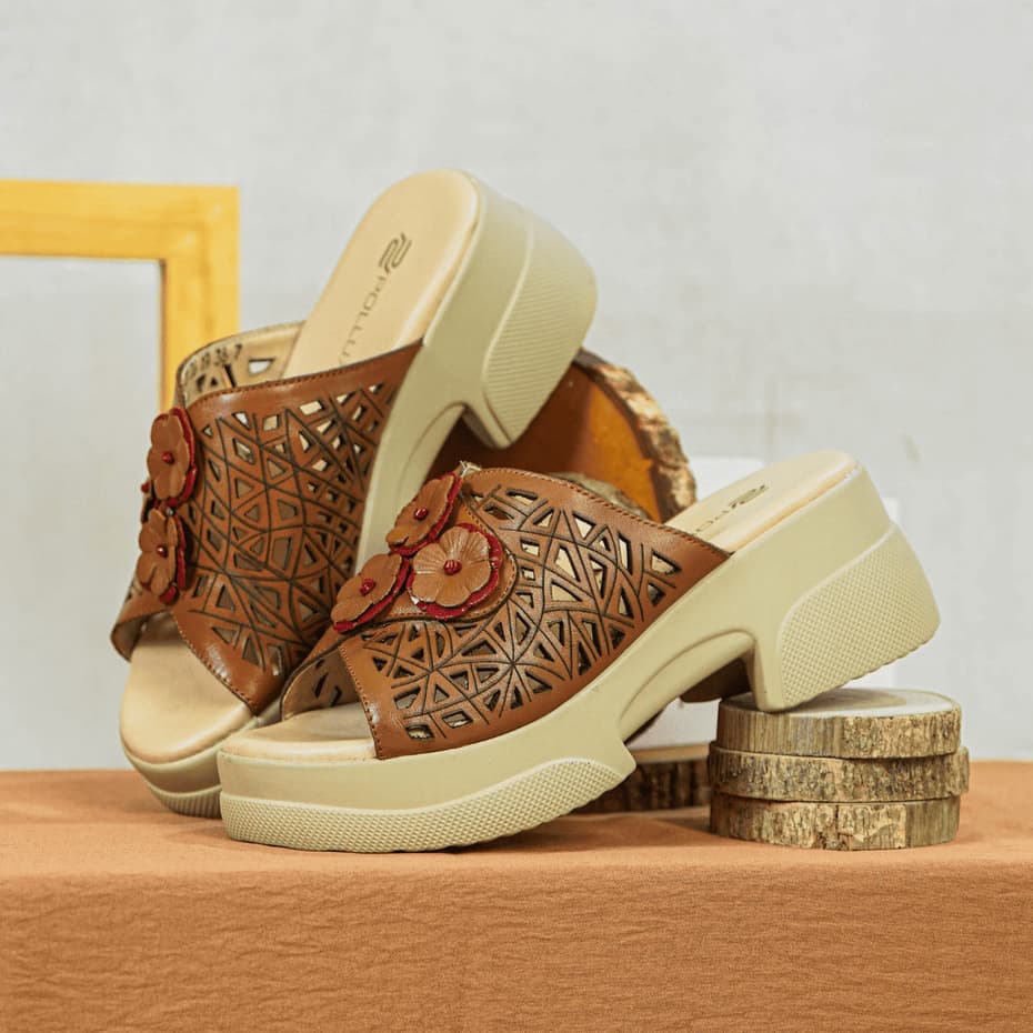 Thumbnail gambar ke-4 produk Pollux Bold WPOCS 36 - Sandal Wedges Wanita Bahan Kulit Asli