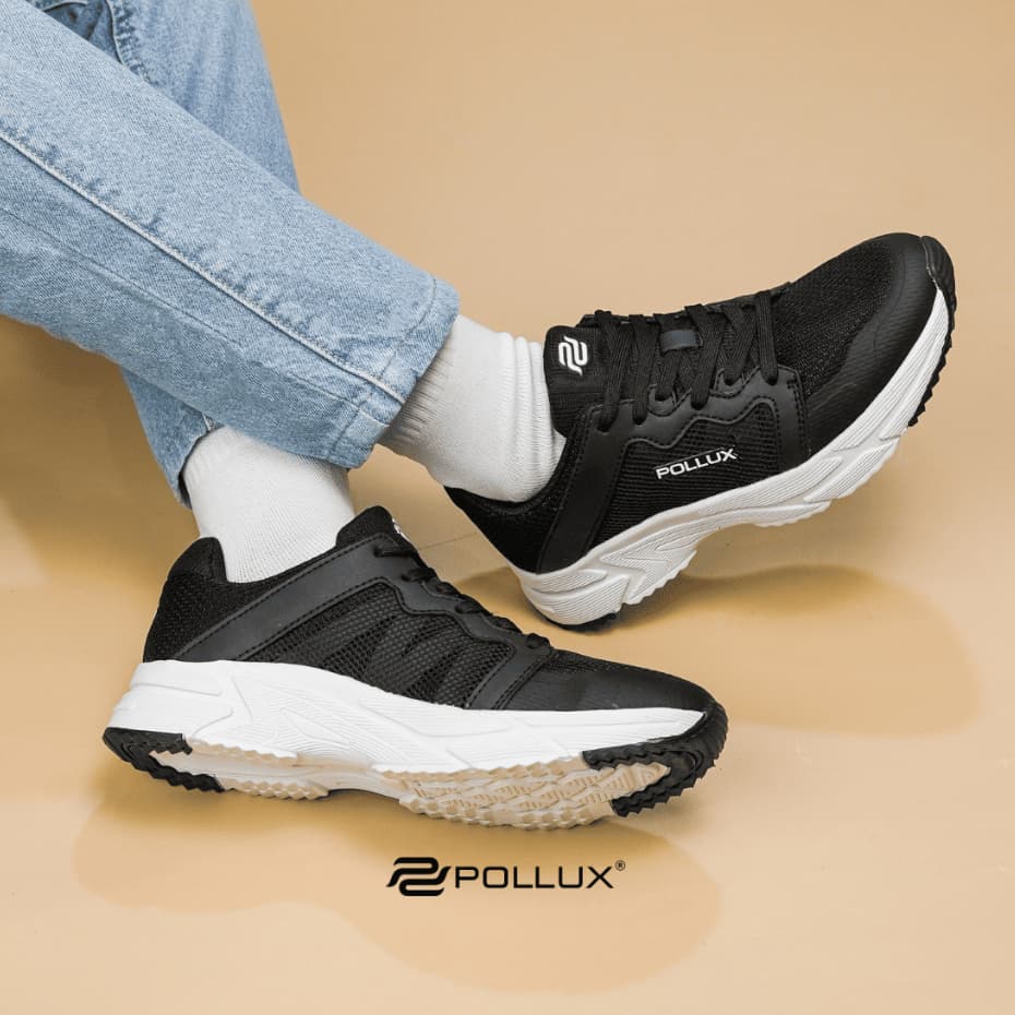 Gambar ke-8 produk Pollux Flex AMALA SCKAMA - Sepatu Sneakers Pria Wanita Hitam Putih dan Full Hitam