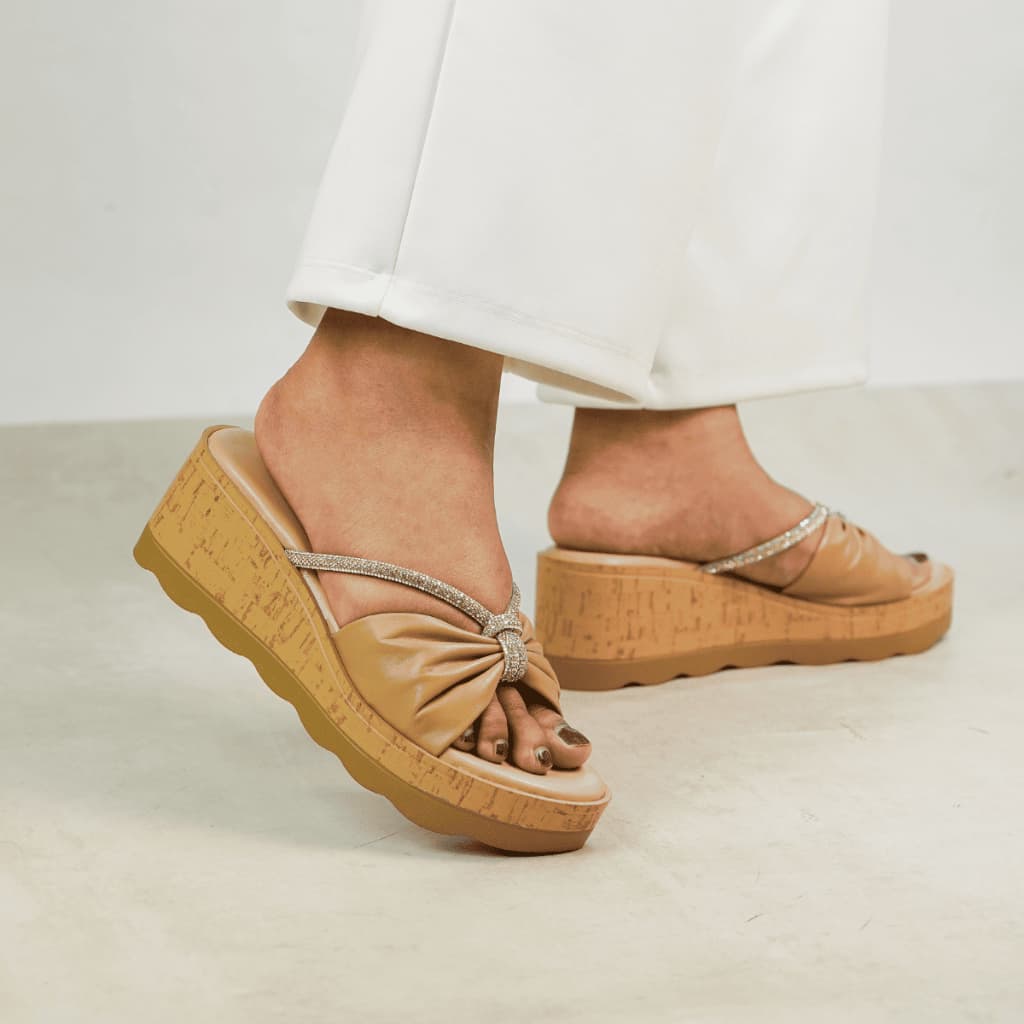 Thumbnail gambar ke-6 produk Pollux Daily Cherry Wood WPODN 41- Sandal Wedges Kulit Wanita | Sandal Daily Wanita