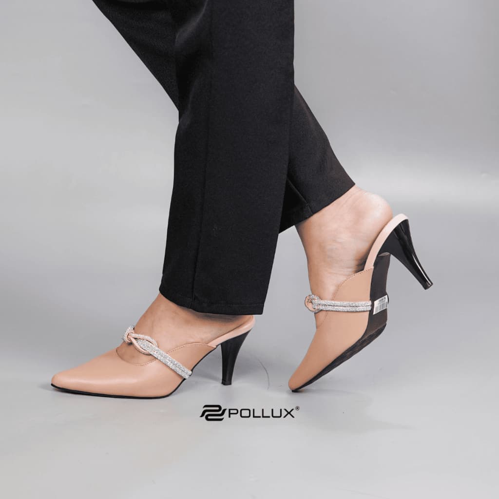Gambar ke-10 produk Pollux Monday WPOKV 25 - Heels Mules Wanita Bahan Kulit Asli Tinggi Hils 7cm